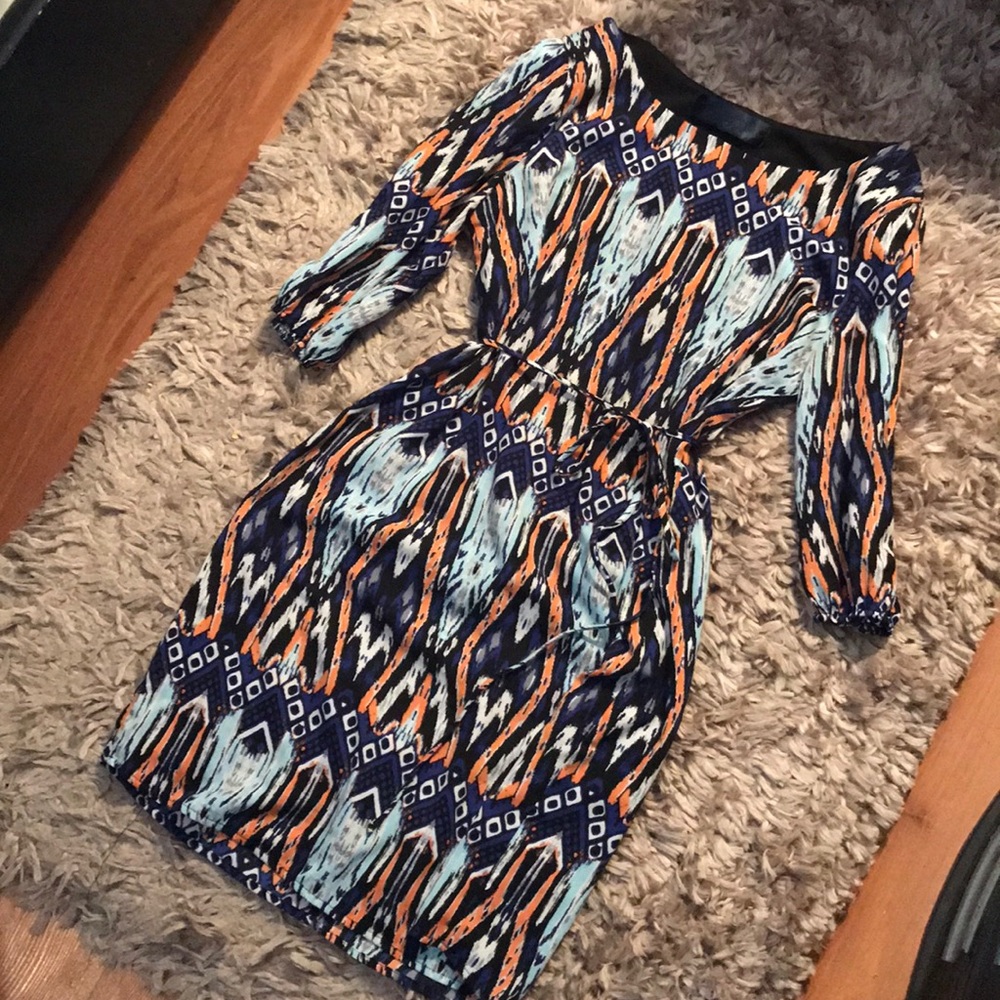Blue Rain patterned tie dress